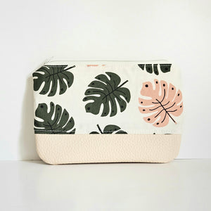 Monstera "Leather" Bottom Pouch | Regular Size