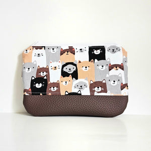Kitty Collage "Leather" Bottom Pouch | Regular Size