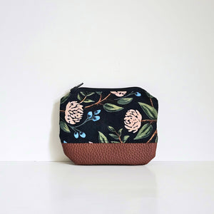 Peonies (Rifle Papr Co) "Leather" Bottom Pouch | Little Size