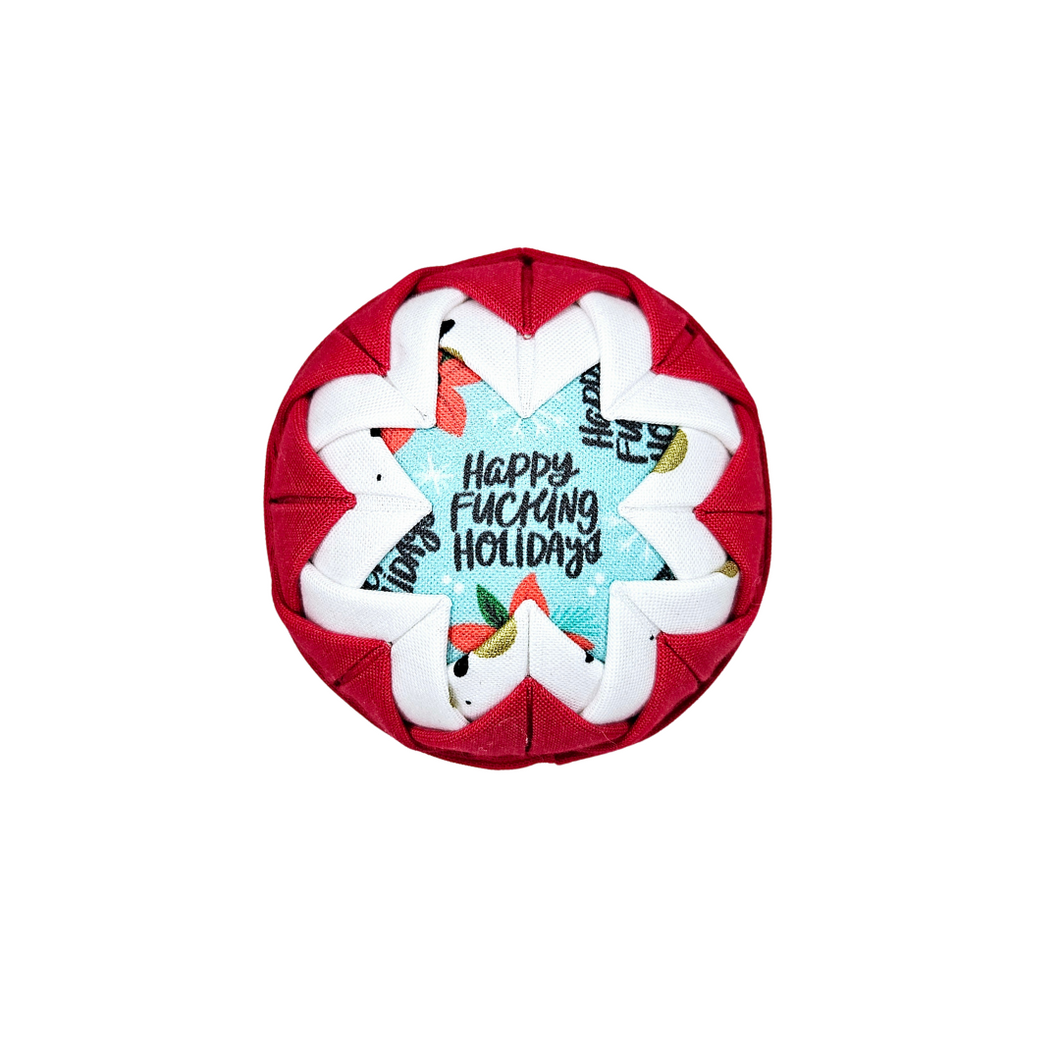 Happy F*cking Holidays (Red Version) Quilted Ornament