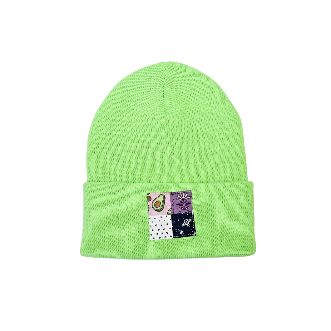 Avocado Glow Beanie Patchwork Beanie