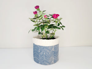 Navy Herringbone Plant Pouch (Small)