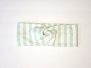 Pastel Green Stripes Headband (GOTS Certified Organic Cotton)